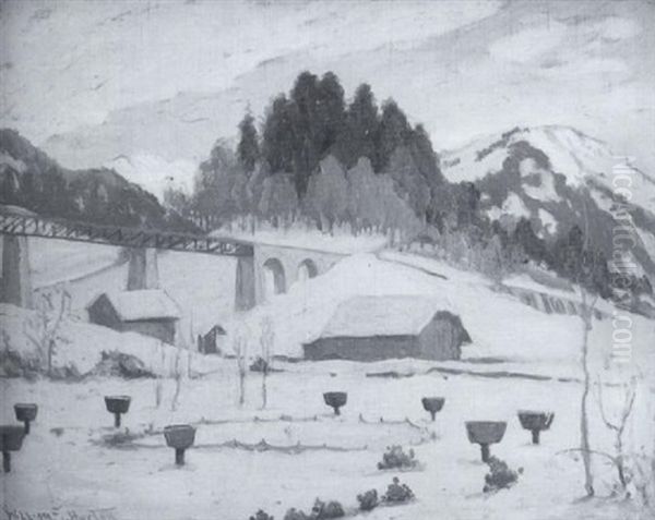 Gastaad In The Snow, Switzerland 1912 Oil Painting by William Samuel Horton