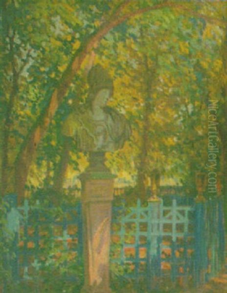 Sunlit Bust In A Garden Oil Painting by William Samuel Horton