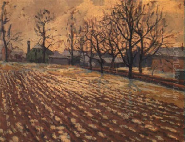 Melting Snow In Ploughed Fields Oil Painting by William Samuel Horton