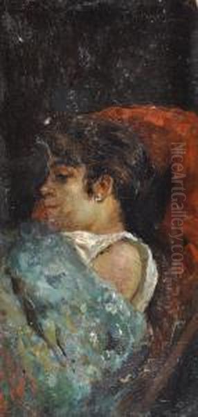 Profilo Femminile Oil Painting by Carlo Adolfo Barone