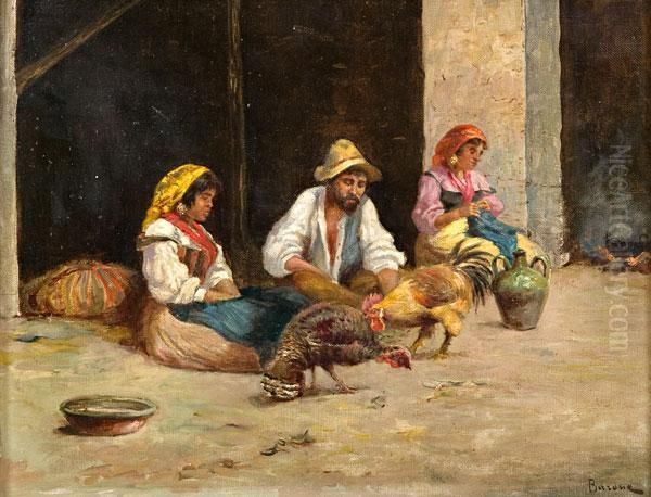 Contadini Oil Painting by Carlo Adolfo Barone