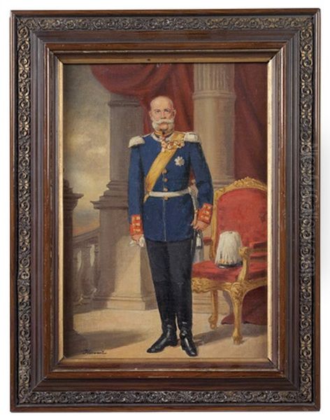 Kaiser Franz Joseph I. In Preussischer Uniform Oil Painting by Joseph Eugen Hoerwarter