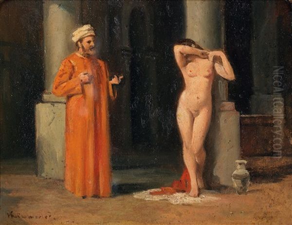 Encounter Oil Painting by Joseph Eugen Hoerwarter