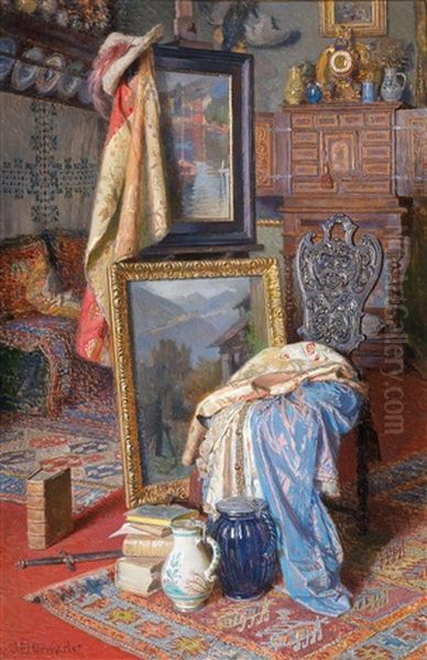 Interieur Oil Painting by Joseph Eugen Hoerwarter