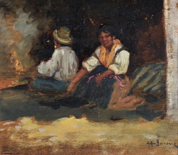 Scena Di Genere Con Due Contadini Oil Painting by Carlo Adolfo Barone