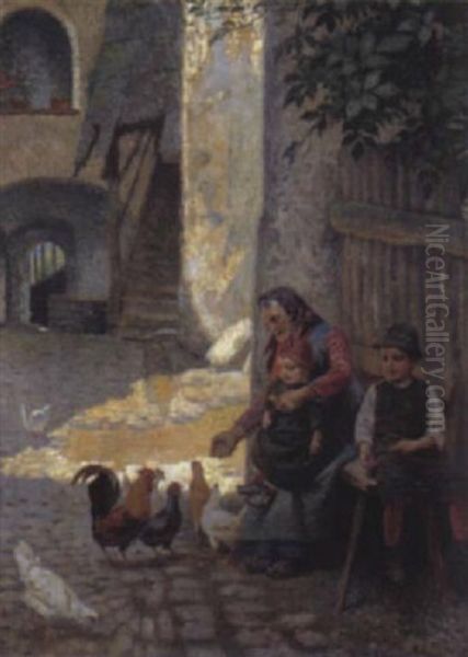 Bei Der Grosmutter Oil Painting by Joseph Eugen Hoerwarter