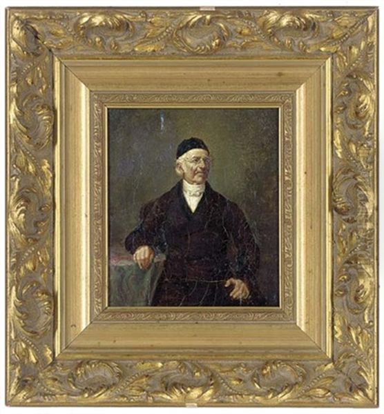 Portrait Of A Jewish Gentleman In A Black Coat, By A Table Oil Painting by Eduard Hosch