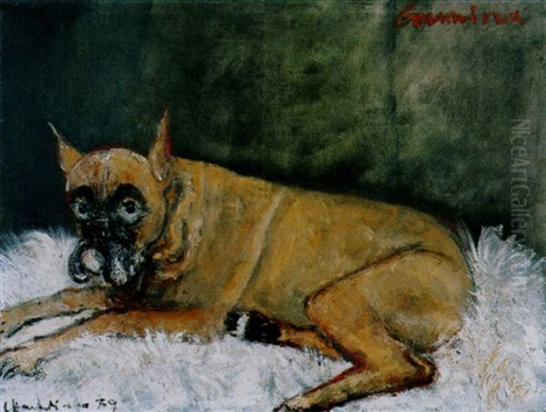 Der Boxerhund Gamine Oil Painting by Eduard Hosch