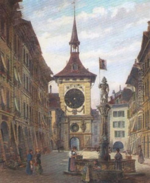 Kramgasse Und Zytglogge Oil Painting by Eduard Hosch