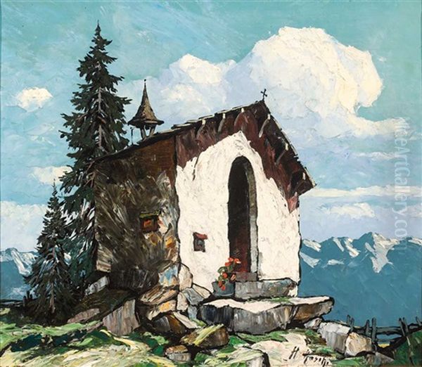 Blick Auf Tiroler Bergkapelle Im Sonnigen Licht Oil Painting by Hans Hosch