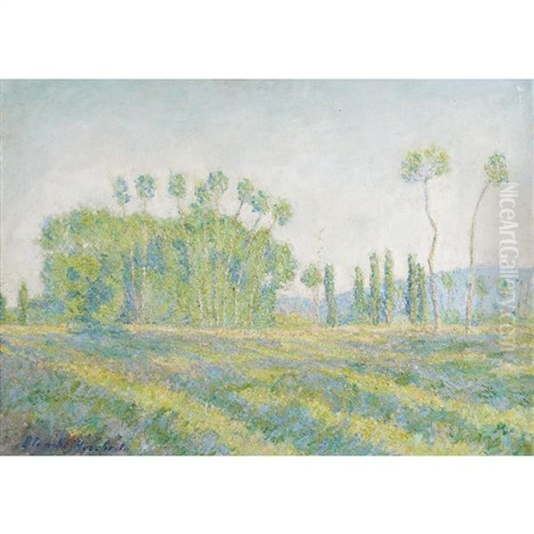 Les Ombres Sur La Prairie (giverny, La Plaine Des Ajoux) Oil Painting by Blanche Hoschede-Monet