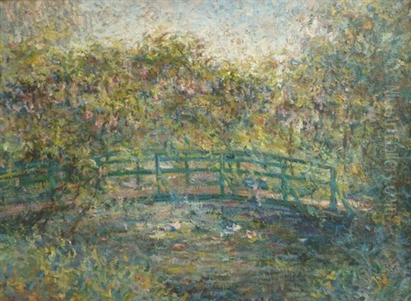 Passerelle Sur L'etang Aux Nympheas A Giverny Oil Painting by Blanche Hoschede-Monet