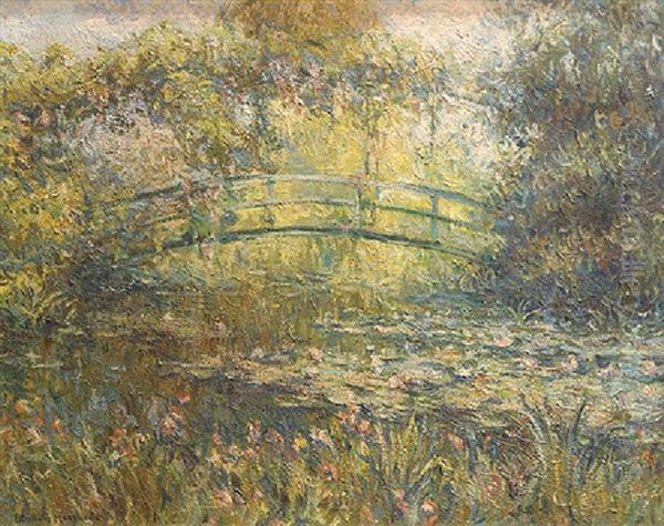 Le Petit Pont Japonais A Giverny Oil Painting by Blanche Hoschede-Monet