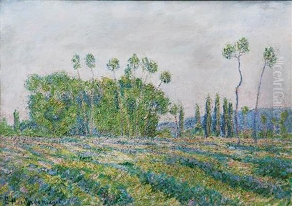 Poplars In Ajoux Oil Painting by Blanche Hoschede-Monet