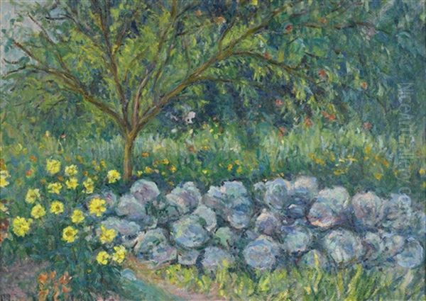 Hydrangees, Le Jardin De Monet A Giverny Oil Painting by Blanche Hoschede-Monet