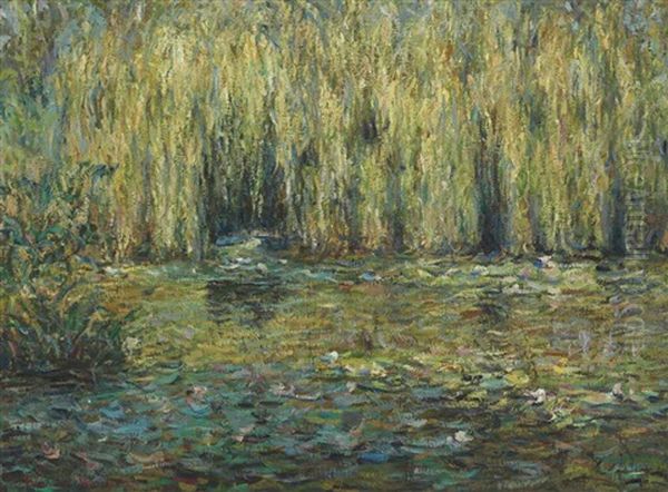 Les Saules Sur L'etang De Giverny Oil Painting by Blanche Hoschede-Monet