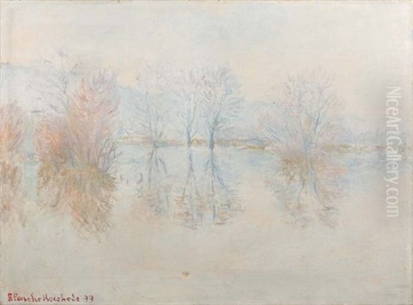 Reflets D'arbres Sur La Seine En Hiver Oil Painting by Blanche Hoschede-Monet