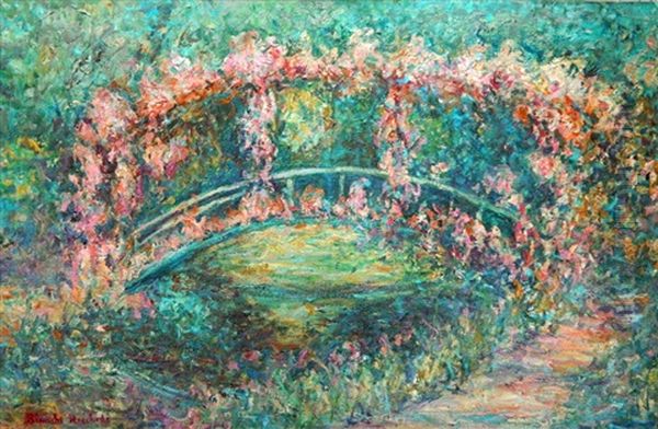 Le Pont Japonais A Giverny Oil Painting by Blanche Hoschede-Monet