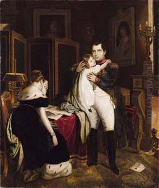 Napoleone Saluta Il Figlio, Re Di Roma, Alla Partenza Per La Campagna Militare Del 1814 Oil Painting by Domenico Baroni