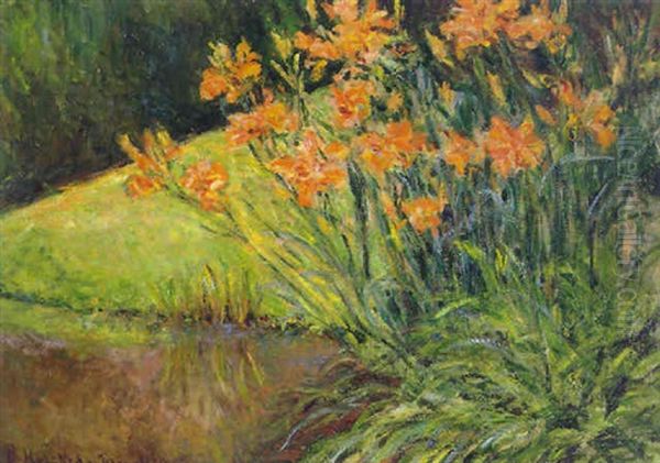 Coin De Jardin De Claude Monet A Giverny Oil Painting by Blanche Hoschede-Monet