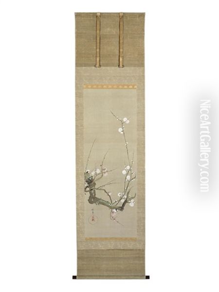 Red And White Plum Blossom Oil Painting by Nozaki Hosei