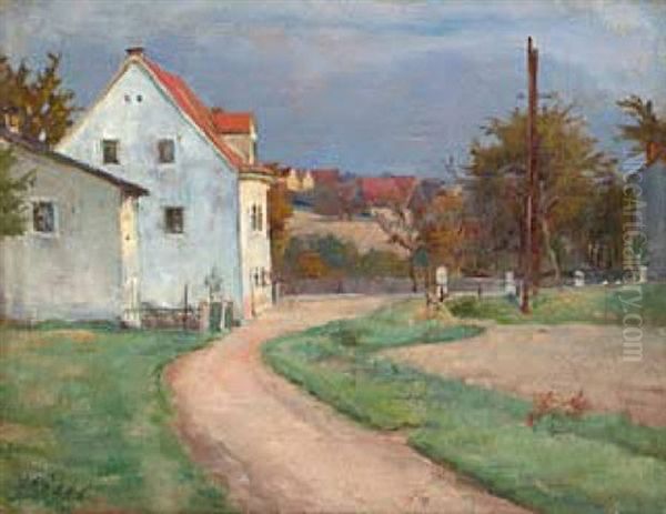 Strasse In Dresden-kaditz Oil Painting by Oskar Erich Hoesel