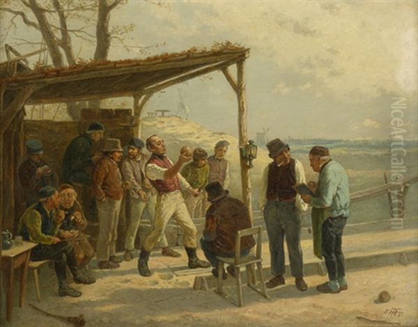 Auf Der Kegelbahn Oil Painting by Theodor (Fried. Wilhelm Heinrich Th.) Hosemann