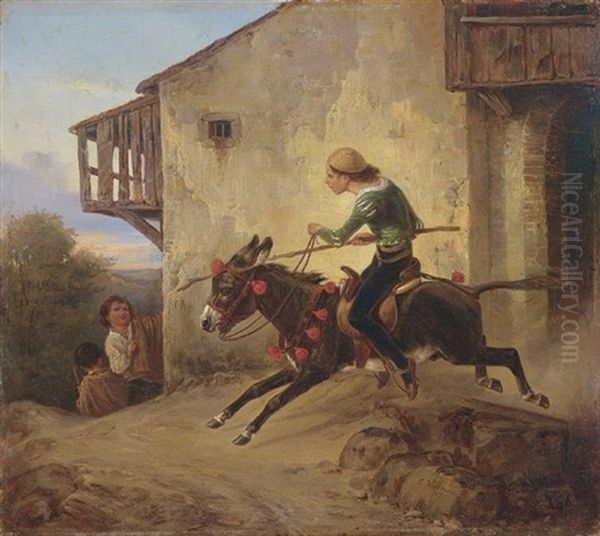 Eselreiter Oil Painting by Theodor (Fried. Wilhelm Heinrich Th.) Hosemann