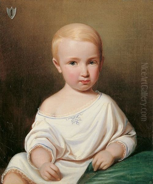 Kinderbildnis Des Otto Von Der Decken, Gestorben. Im 7. Lebensjahr Oil Painting by Theodor (Fried. Wilhelm Heinrich Th.) Hosemann