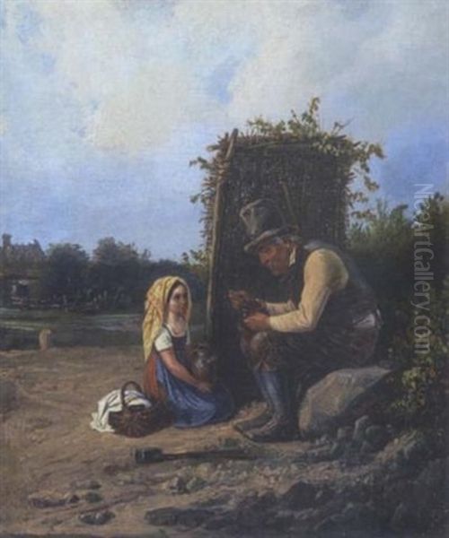 Bei Der Brotzeit Oil Painting by Theodor (Fried. Wilhelm Heinrich Th.) Hosemann