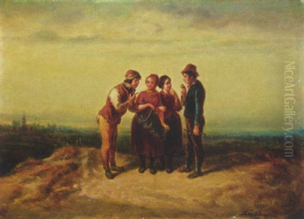 Stelldichein Auf Dem Lande Oil Painting by Theodor (Fried. Wilhelm Heinrich Th.) Hosemann