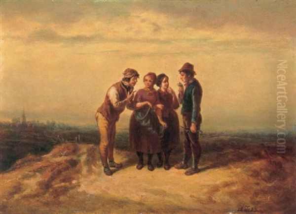 Stelldichen Auf Dem Lande Oil Painting by Theodor (Fried. Wilhelm Heinrich Th.) Hosemann