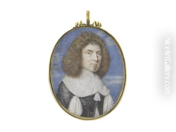 Sir Edmundbury Godfrey, Jp (1621-1678), Wearing Black Embroidered Doublet Slashed To Reveal White, His Lawn Collar Drawn With Tassles And His Brown Hair Falling To His Shoulders Oil Painting by John Hoskins the Elder