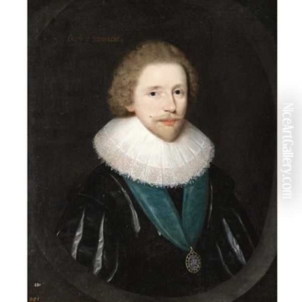 Portrait Of Robert Carr, Earl Of Somerset (1585-1645) Oil Painting by John Hoskins the Elder