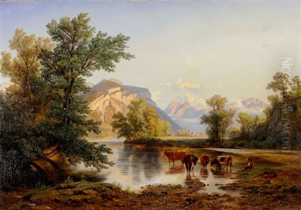 Les Environs D'allevard Oil Painting by Edouard Jean Marie Hostein