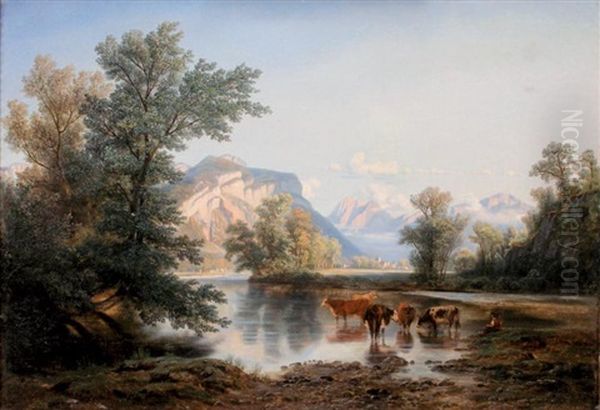 Paysage Dauphinois Oil Painting by Edouard Jean Marie Hostein