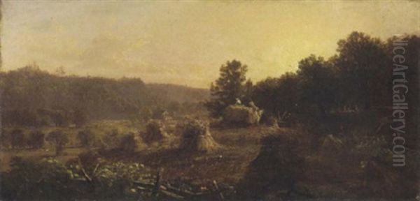 Harvest Scene Oil Painting by Thomas H. Hotchkiss