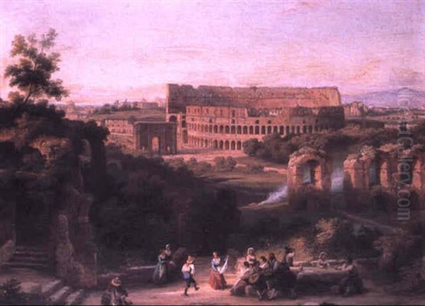 The Coliseum From The Palatine Oil Painting by Edmund Hottenroth