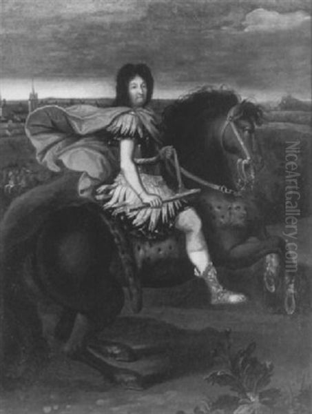 Portrait Equestre De Louis Xiv by Michel-Ange Houasse