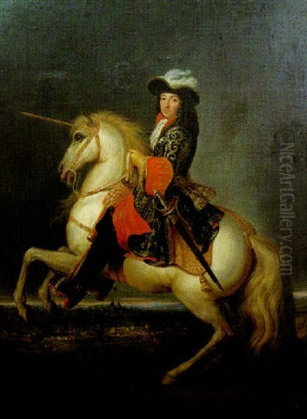 Portrait Equestre De Louis Xiv Oil Painting by Rene Antoine Houasse