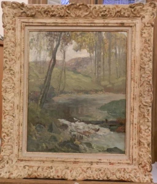 Cours D Eau En Sous Bois Panneau Oil Painting by Leon Barotte