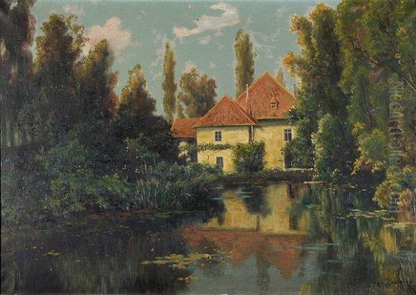 Etang Pres Du Chateau Oil Painting by Leon Barotte