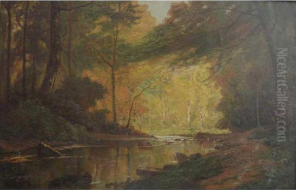 :sous-bois Oil Painting by Leon Barotte