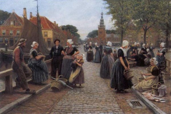 Markttafereel Te Middelburg Oil Painting by Henri Houben