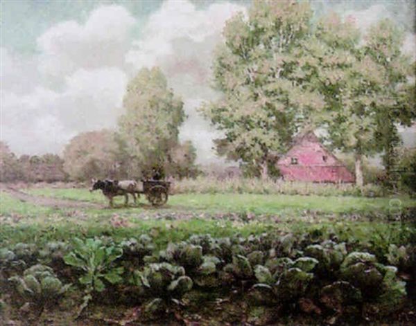 Dorflandschaft Mit Gespann Oil Painting by Henri Houben