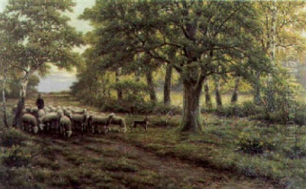 Schaapherder Met Kudde Oil Painting by Henri Houben