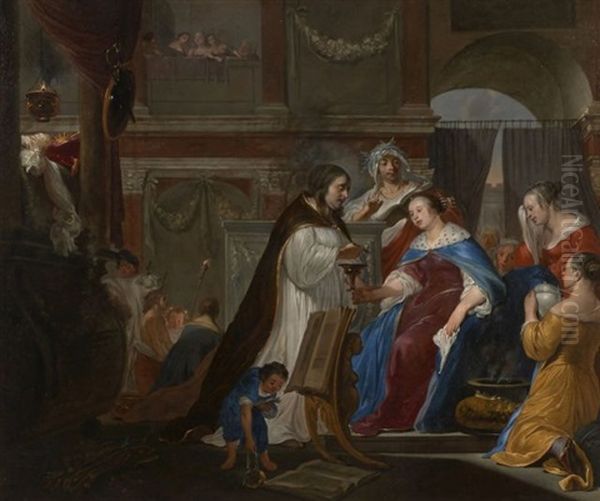 Artemise Buvant Les Cendres Du Roi Mausole Oil Painting by Arnold Houbraken