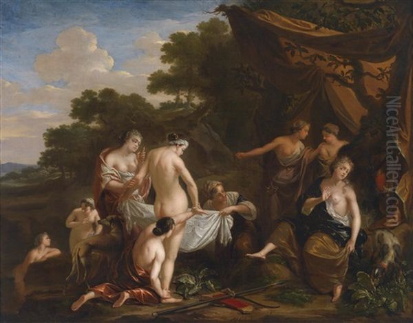 Diana Entdeckt Die Schwangerschaft Der Nymphe Kallisto (nach Ovid, Met.) Oil Painting by Arnold Houbraken