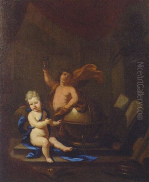 An Allegory Of The Arts Triumphing Over Time Oil Painting by Arnold Houbraken