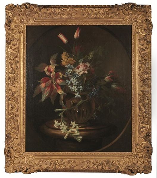 Bouquet De Fleurs Dans Un Ovale Peint Oil Painting by Nicola van Houbraken